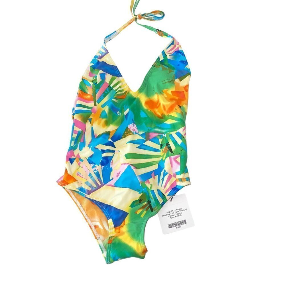 Lisa Maree Womens Swimsuit Size XS Tropical Low Back Molded CupsTie Neck New